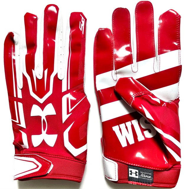 【4XL】UA F5 ウィスコンシン Wisconsin Badgers レッド アメフト グローブ