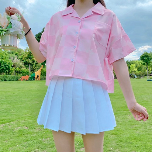 ✞ チェック柄シフォンシャツブラウスきれいめ☆プリント柄トップス スウィート ✞ゴスロリ SM ミリ 甘ロリ クラロリ 和ロリ エレガント 黒ロリ 姫ロリ 華ロリ BB-BB4035063