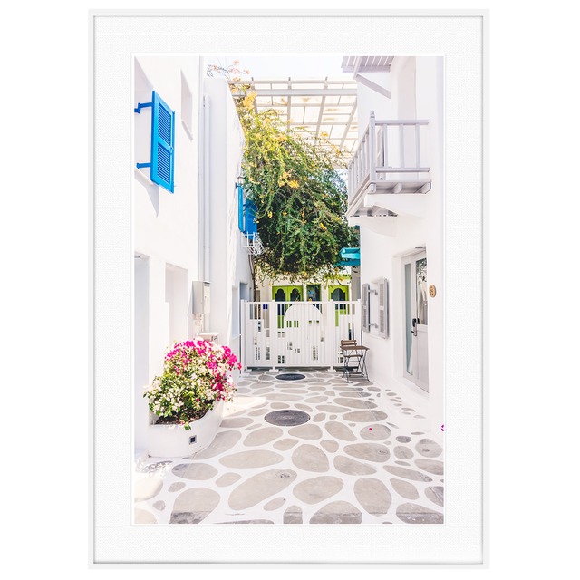 ギリシャ 風景写真 サントリーニ島 インテリアアートポスター額装 AS0374
