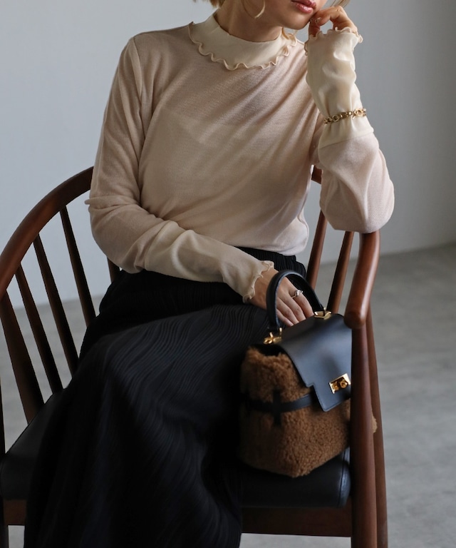 シアー切替メロートップス