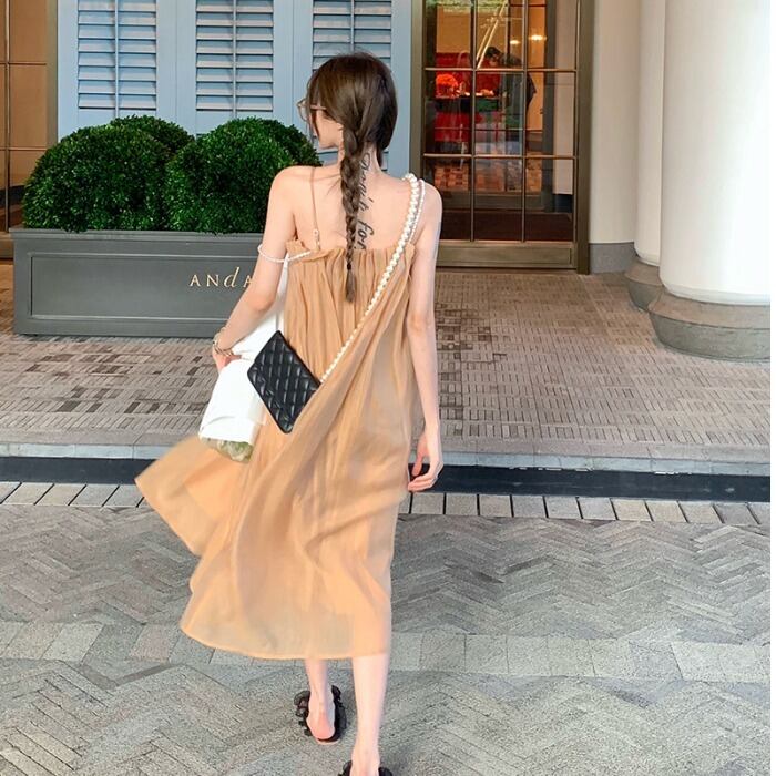 スタイルパールチェーン ドレス サマーカジュアルスカート 大人ガーリー スウィート キュート 夏物 真珠 ドラファッションホール67961399126