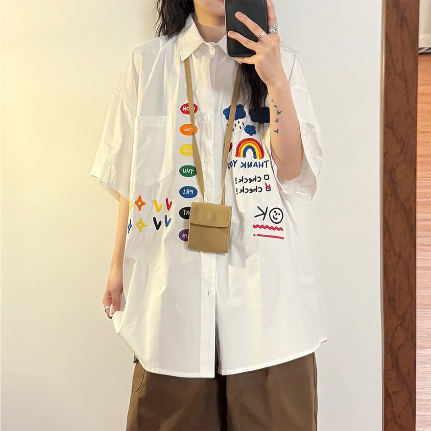 サブカル 服 地雷系 通販 Tシャツ 半袖シャツ デザイン刺繍 ポップ 闇かわいい