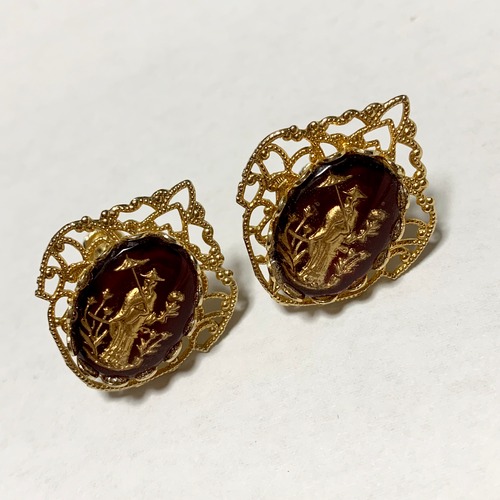 Vintage Oriental Intaglio Earrings