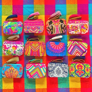 コスメポーチミニ❤️ホワイトネイビー×ディープレッドタッセル×ミニハンドル