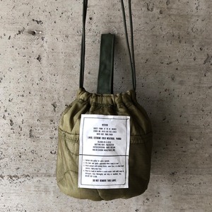 【HB1004】ショルダー ミリタリー ライナーリメイクペイシェントバッグ　巾着