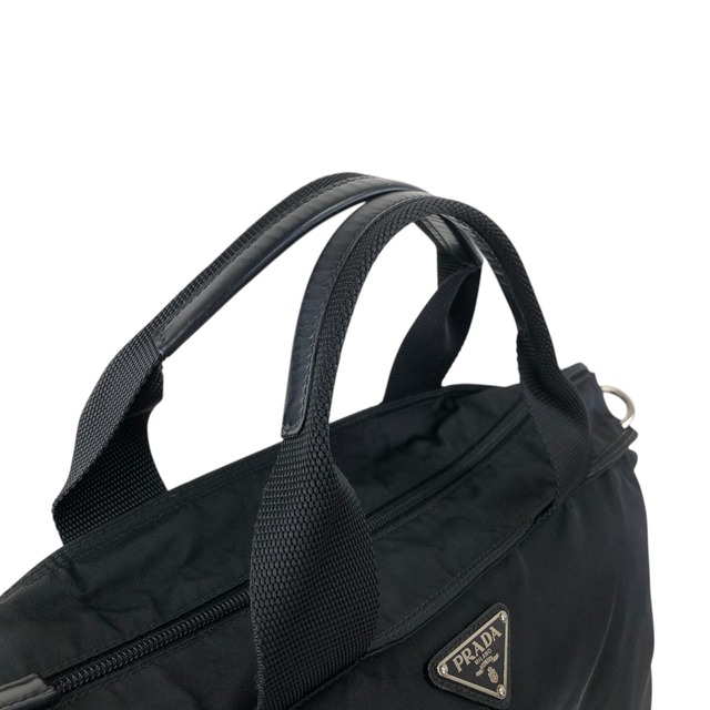 PRADA プラダ ショルダーバッグ ブラック トライアングルロゴ ナイロン 2WAY トートバッグ vintage ヴィンテージ オールド zdgz8g