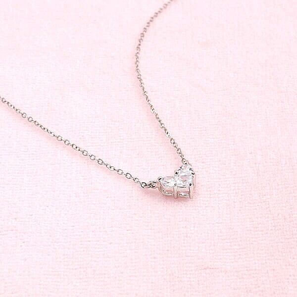 愛されハートネックレス！高品質キュービックジルコニア クリア