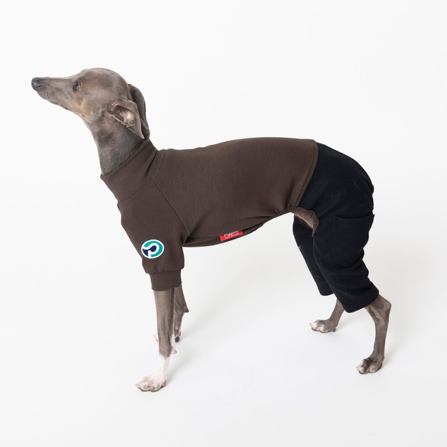 ５スリーブロンパース（5分丈） dark brown × black  / イタグレ服