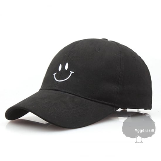 SMILE スマイル 刺繍 ベースボール キャップ 帽子 黒 白