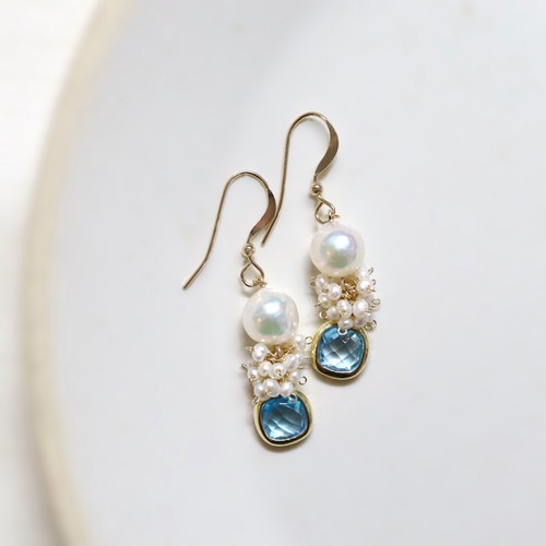 mermaid blue earrings/blue topaz
