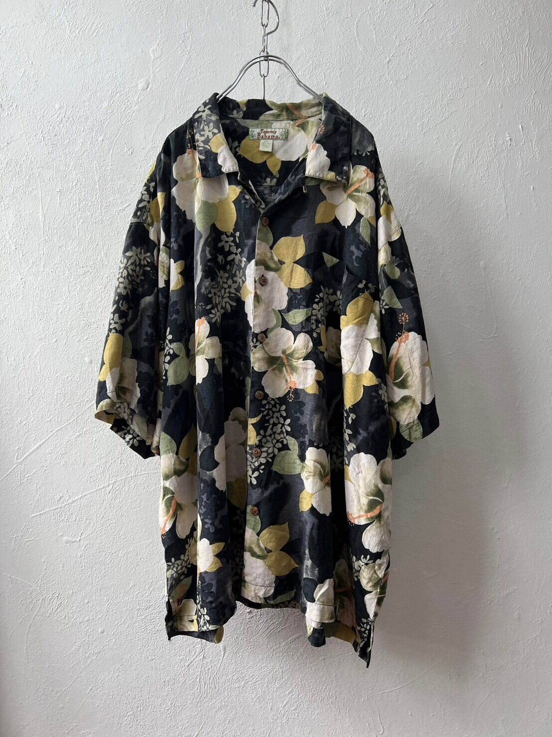 90's Silk flower pattern aloha shirt