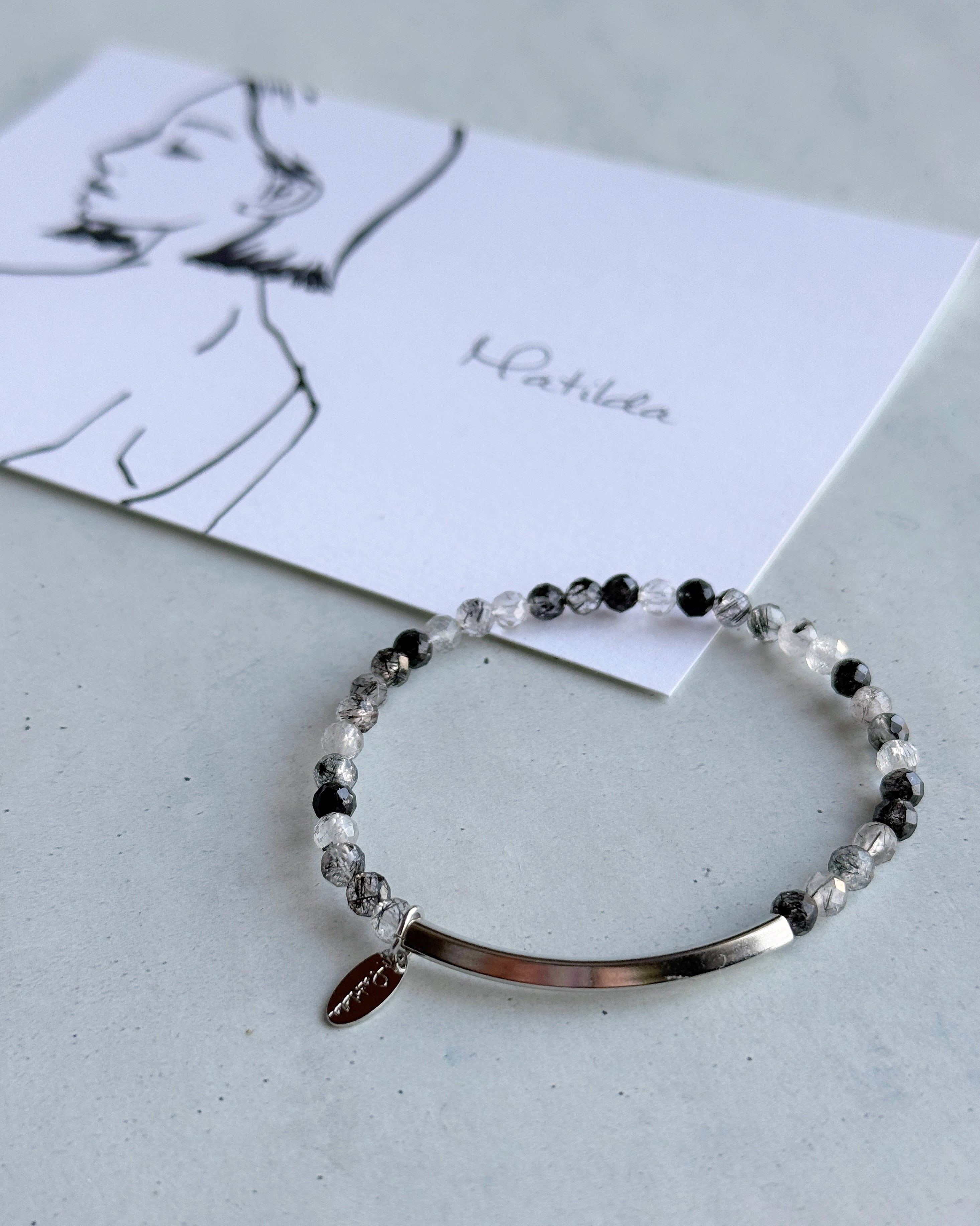 Tube & stone bracelet(ブラックトルマリンインクォーツ)