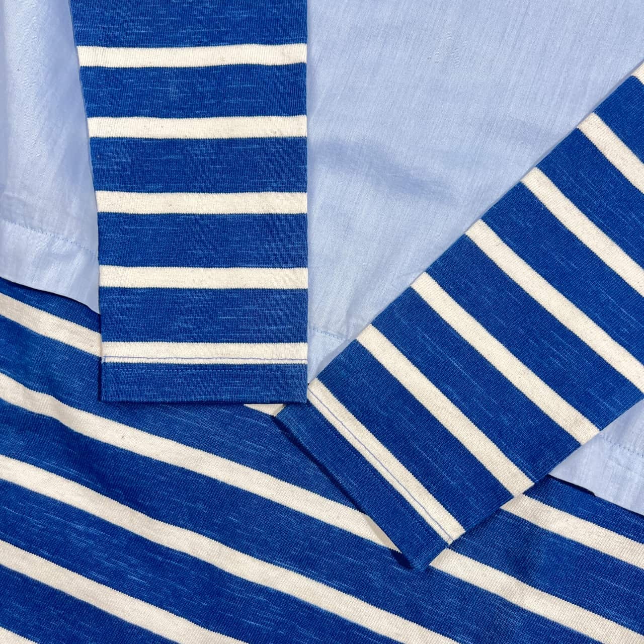 green label relaxing グリーンレーベル 切替 ボーダー 長袖 ワンピース /ブルー系 レディース