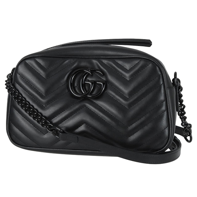 Unused GUCCI グッチ ショルダーバッグ スモールカメラバッグ GGマーモント キルティング ブラック 未使用