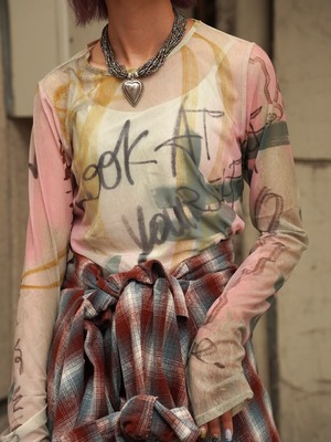 MAISON SPECIAL(メゾンスペシャル)“Look at Yourself Logo Sheer Top”
