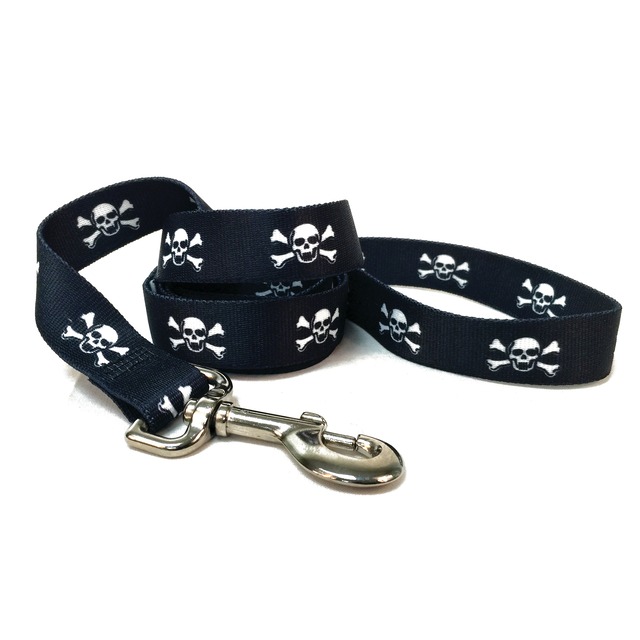 Skulls Black　首輪＋リード  MLサイズセット - Yellow Dog Design