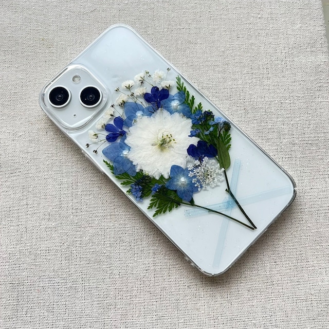 【ほぼ全機種対応スマホケース❁】押し花スマホケース NO.636 押し花＆レジン iPhone8以降全機種/Xperia/AQUOS/Galaxy他