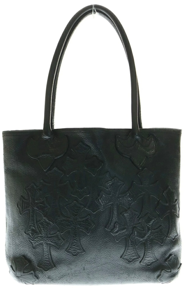 CHROME HEARTS クロムハーツ FS TOTE FSトート 両面セメタリー クロスパッチ付き レザートートバッグ ブラック