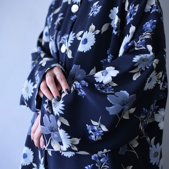 beautiful blue flower pattern over silhouette shirt