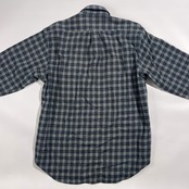 90s TARAS BOULBA タラスブルバ チェック柄 ウール 長袖 ワークシャツ L/ブルー ネイビー×グリーン系 メンズ ビンテージ アシックス