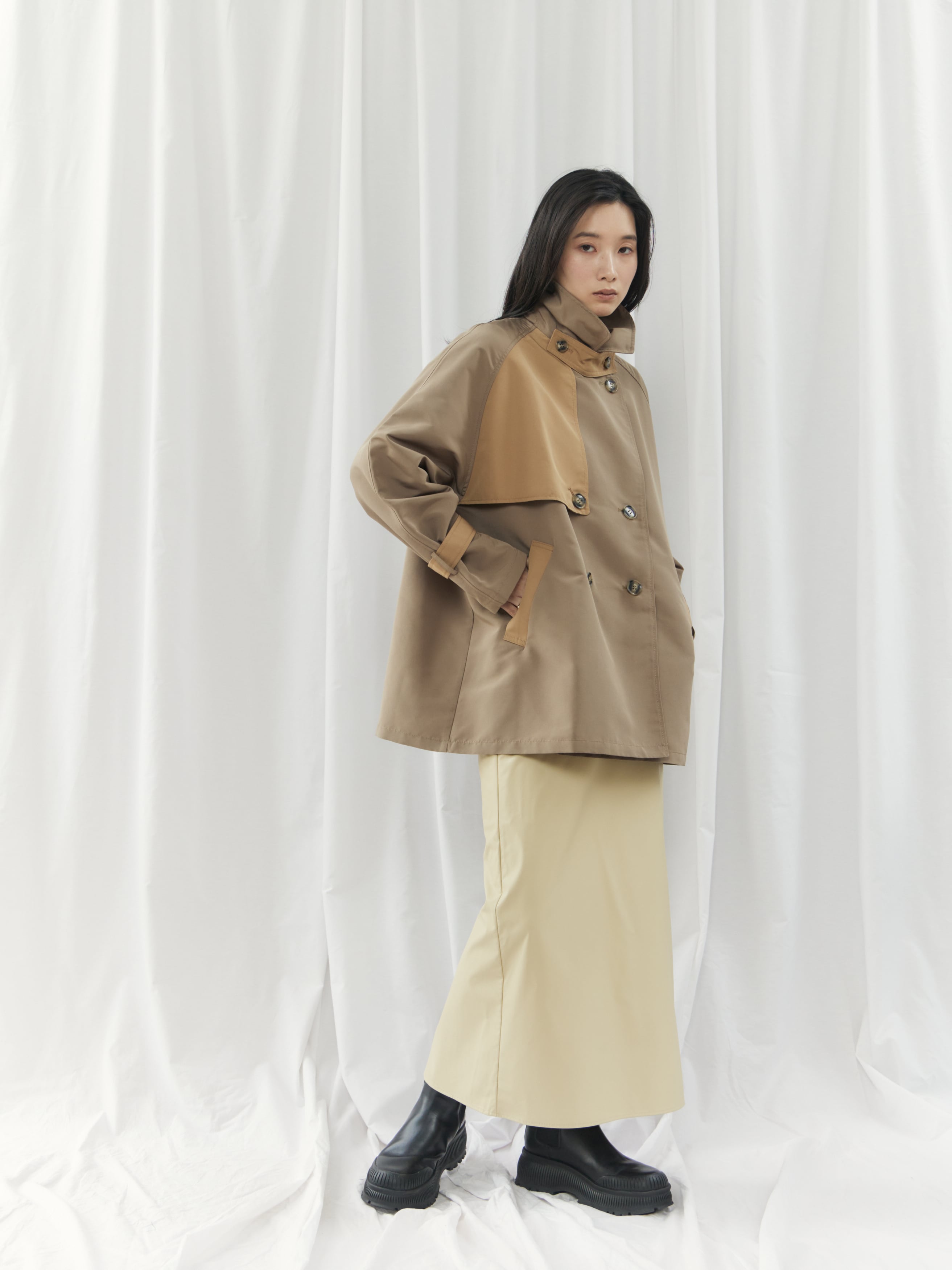 BICOLOR SHORT TRENCH COAT（ﾊﾞｲｶﾗｰｼｮｰﾄﾄﾚﾝﾁｺｰﾄ）【3676100】 | CIEL'AIR