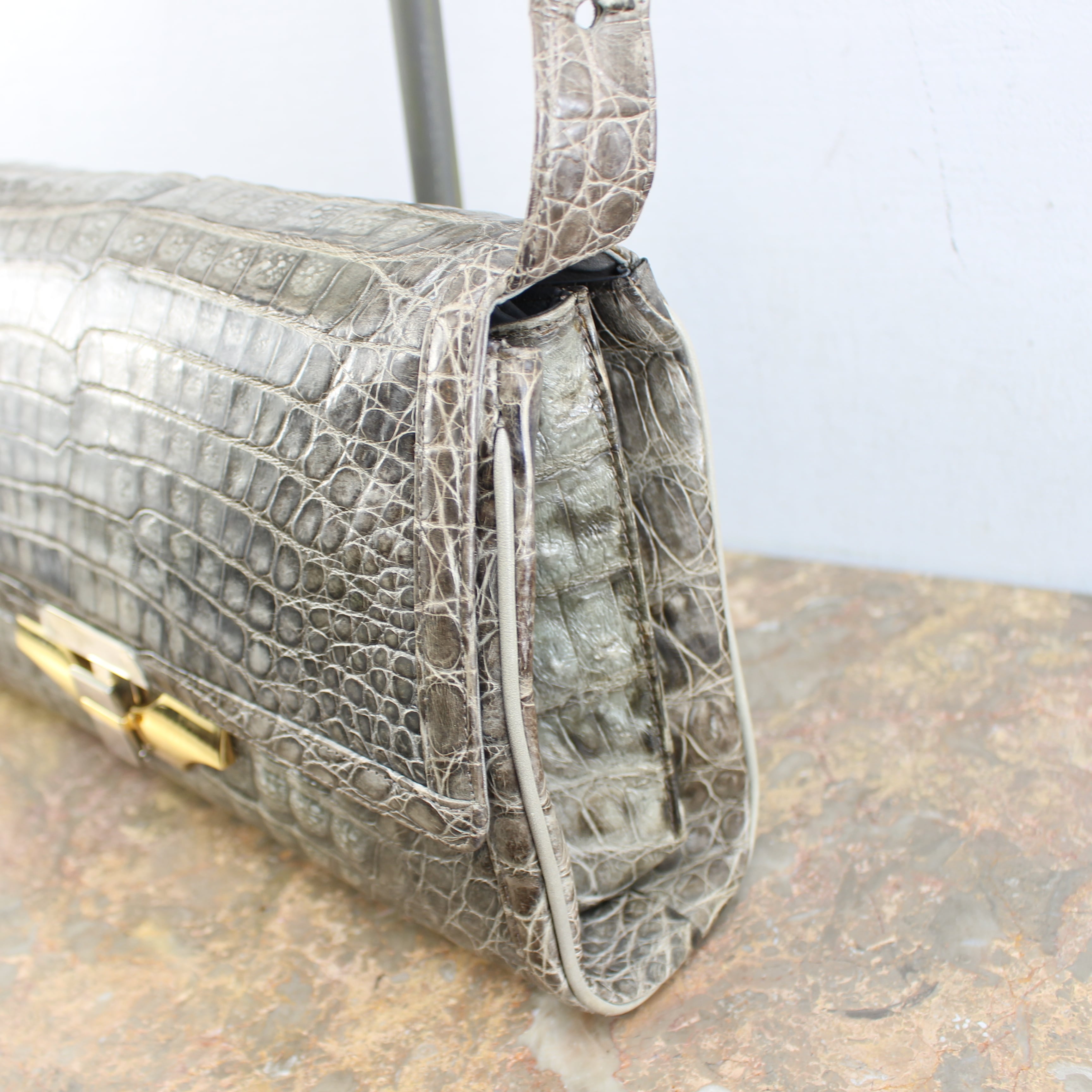 COMTESSE CROCODILE LEATHER SHOULDER BAG MADE IN WEST GERMANY ...