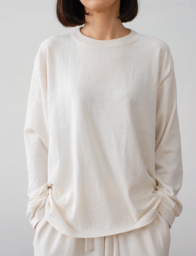 aulico : LONG T SLEEVE TEE-SHIRT / WHITE