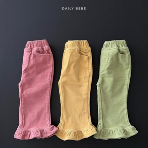 【2点送料無料】«予約»«ジュニアサイズあり»«daily bebe» コーデュロイフリルパンツ 3colors