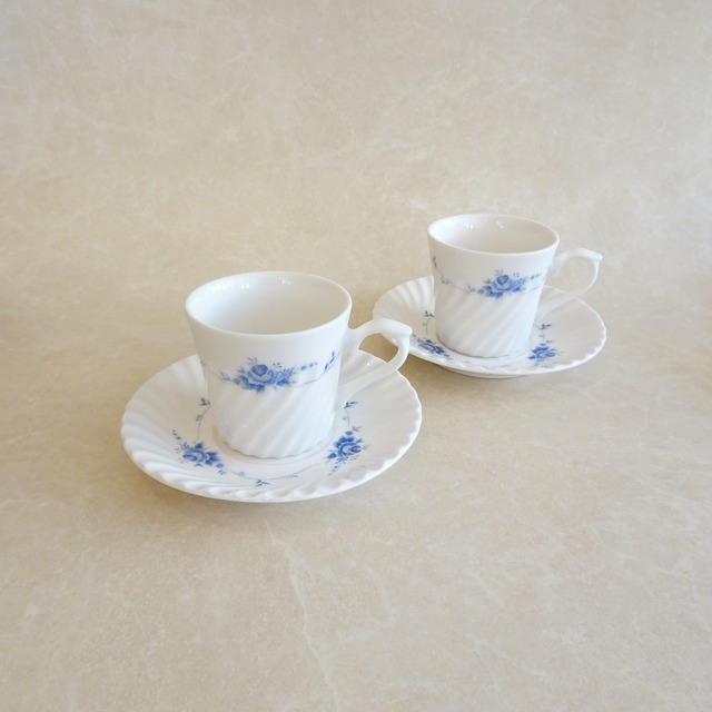 ブルーローズのカップ＆ソーサー 2客セット