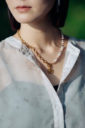 『朝焼けの予感』coin pearl necklace ※8月限定color