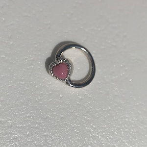 VINTAGE HEART CHARMのsnap RING body jewelry Pink SILVER925 #LJ20009P　ヴィンテージハートリングボディピアス・ピンク/シルバー925