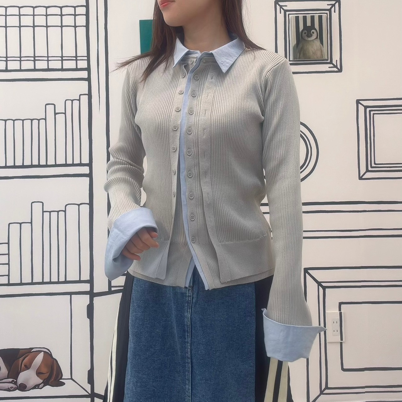 シャツドッキングニットカーディガン