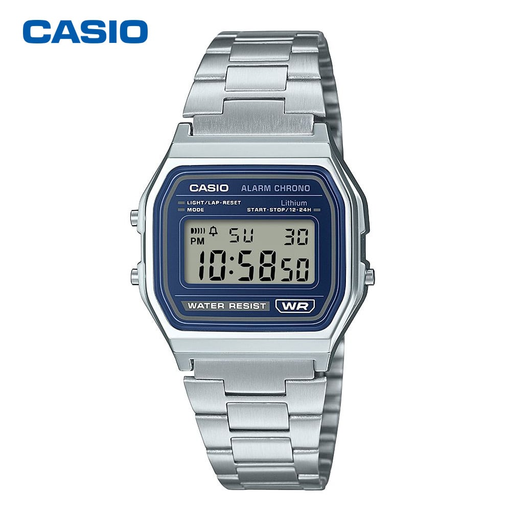 先行予約】 CASIO CLASSIC A158WEA-2JF SILVER/NAVY シンプルフェイス