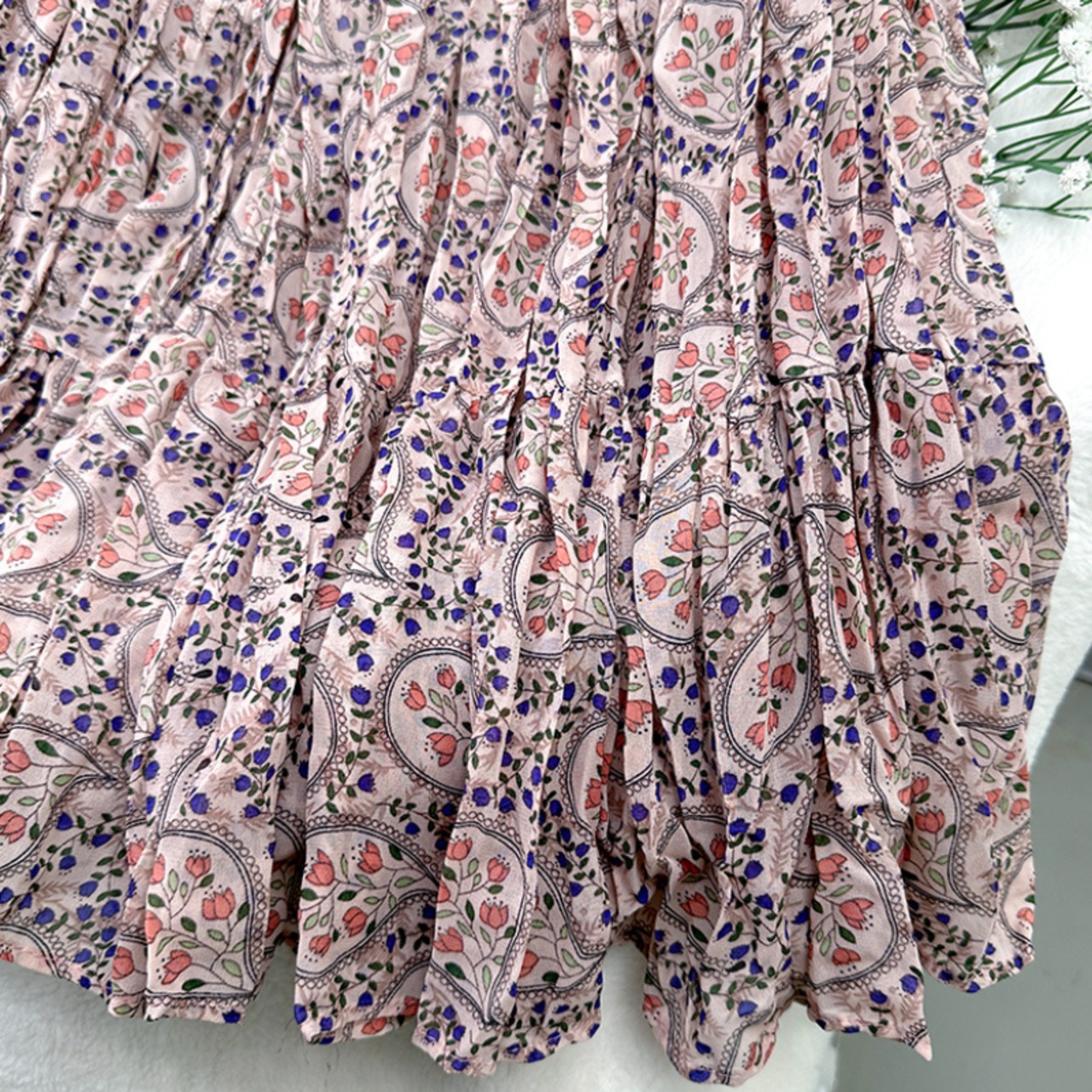 フラワープリントドレープスカート 4color W01196