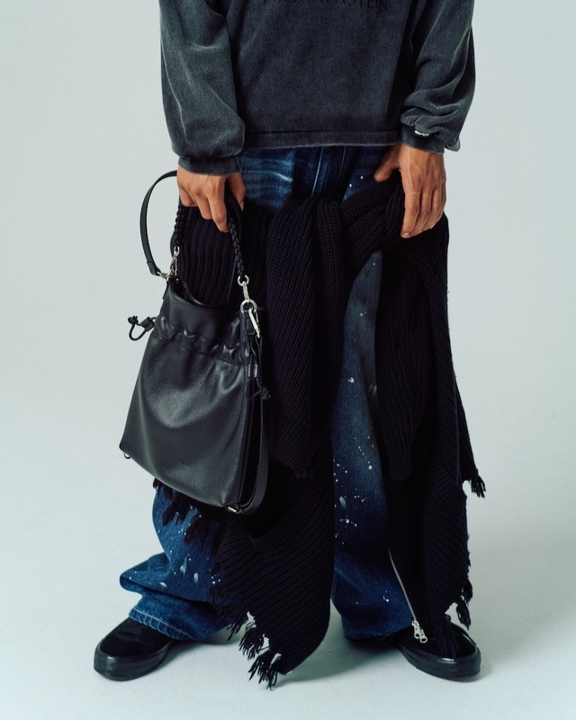 ADAM PATEK leather switching drawstring bag (BLK) AP2429020