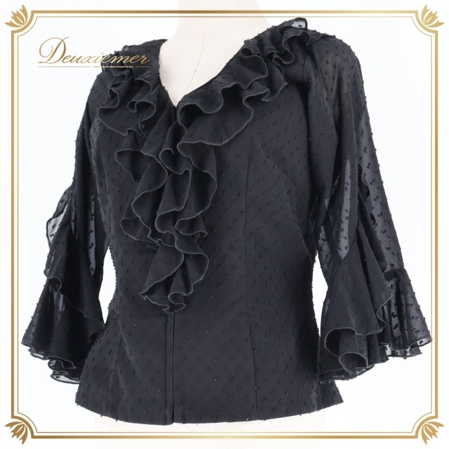 フラメンコ 衣装 ソニアジョーンズ SONIA JOHNES トップス ブラウス 黒 レース ダンス 発表会 フリル 軽い パーティ ブラック系 フラメンコ トップス レース ブラウス 軽量 おしゃれ シンプル 透け感 黒系 ダンス衣装 発表会用 レディース コンサート