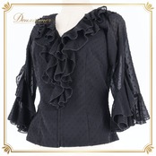 フラメンコ 衣装 ソニアジョーンズ SONIA JOHNES トップス ブラウス 黒 レース ダンス 発表会 フリル 軽い パーティ ブラック系 フラメンコ トップス レース ブラウス 軽量 おしゃれ シンプル 透け感 黒系 ダンス衣装 発表会用 レディース コンサート