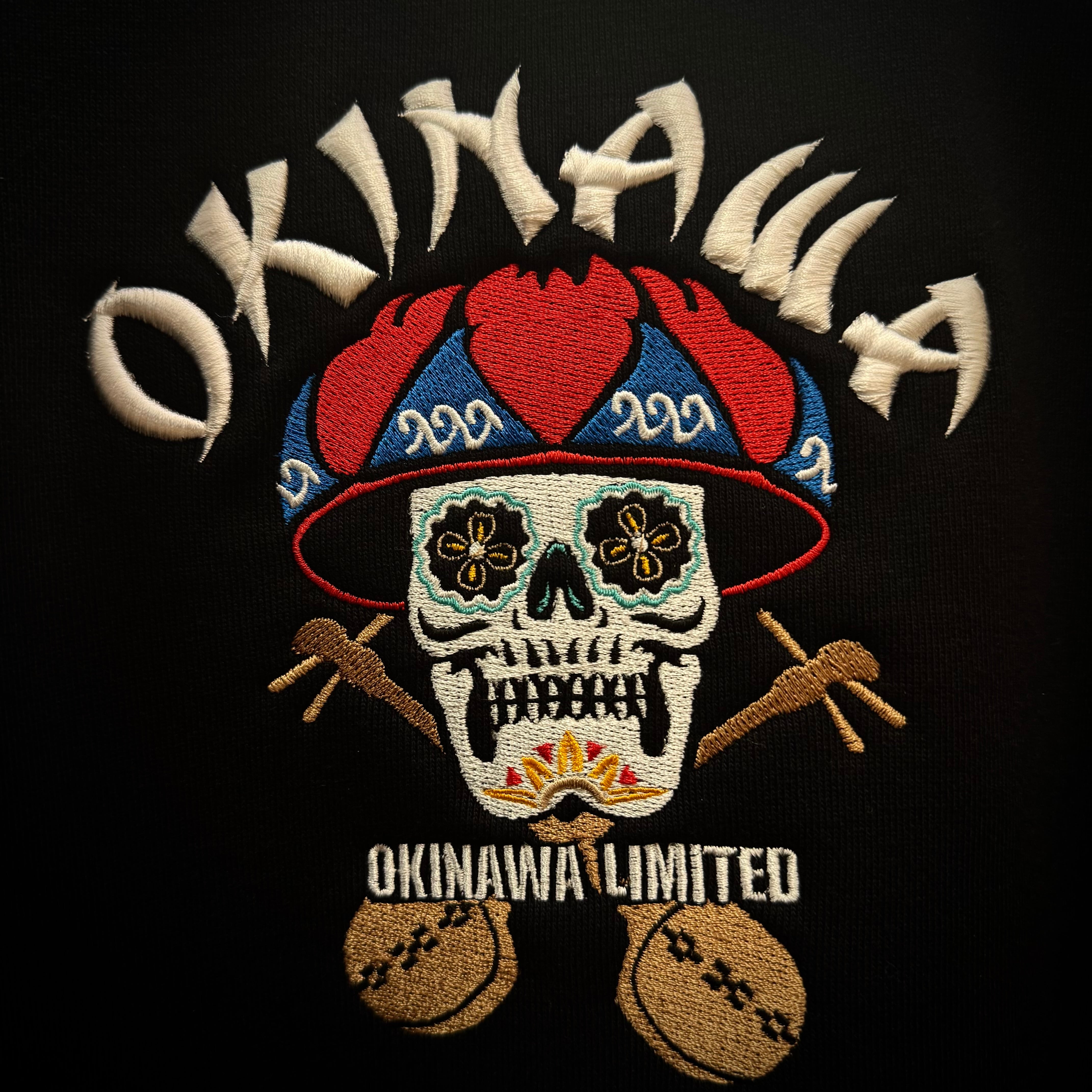 d.i.a 刺繍 スカルトップス 刺繍Tシャツ】Okinawa花笠スカル | Pay ID