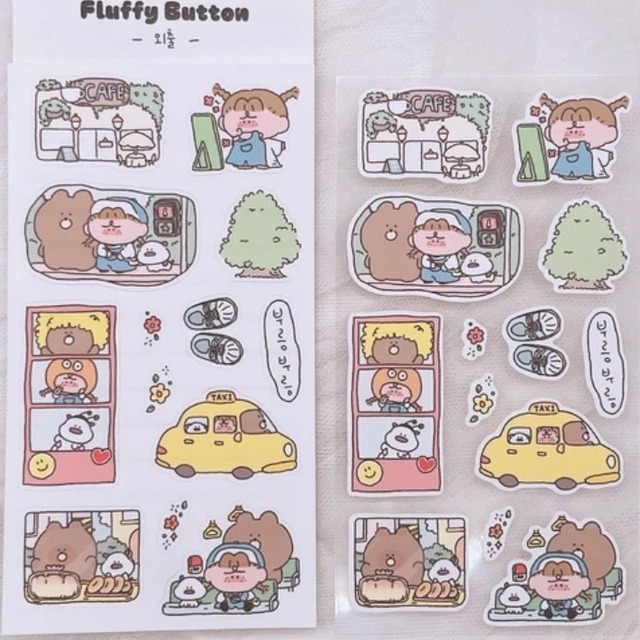 fluffy button〔sticker -외출-〕