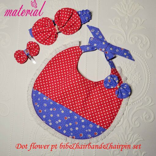 フラワードットプリントスタイ&ヘアバンド&ヘアピンセット