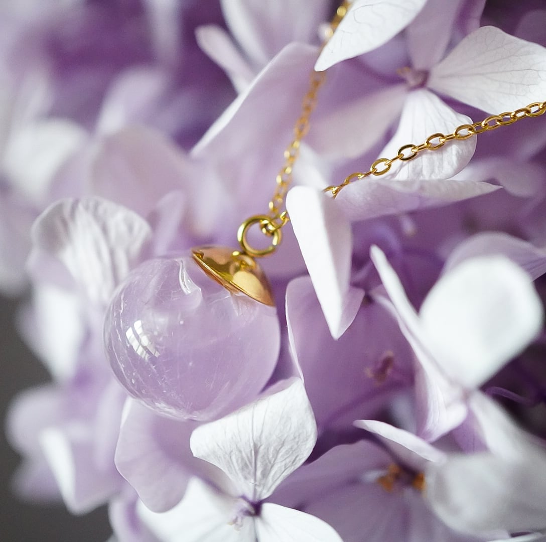 アジサイのハーバリウムネックレス(パープル) | hanataba