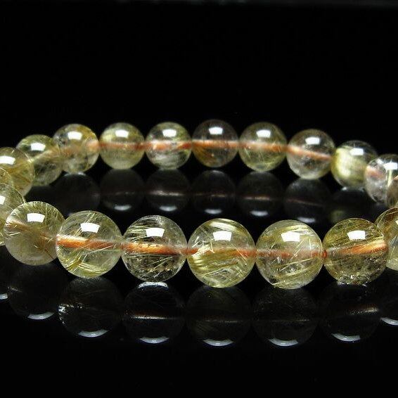 ルチルクォーツ ブレスレット 9mm タイチンルチル ブレスレット メール便可 [M便 1/10] 111-49166