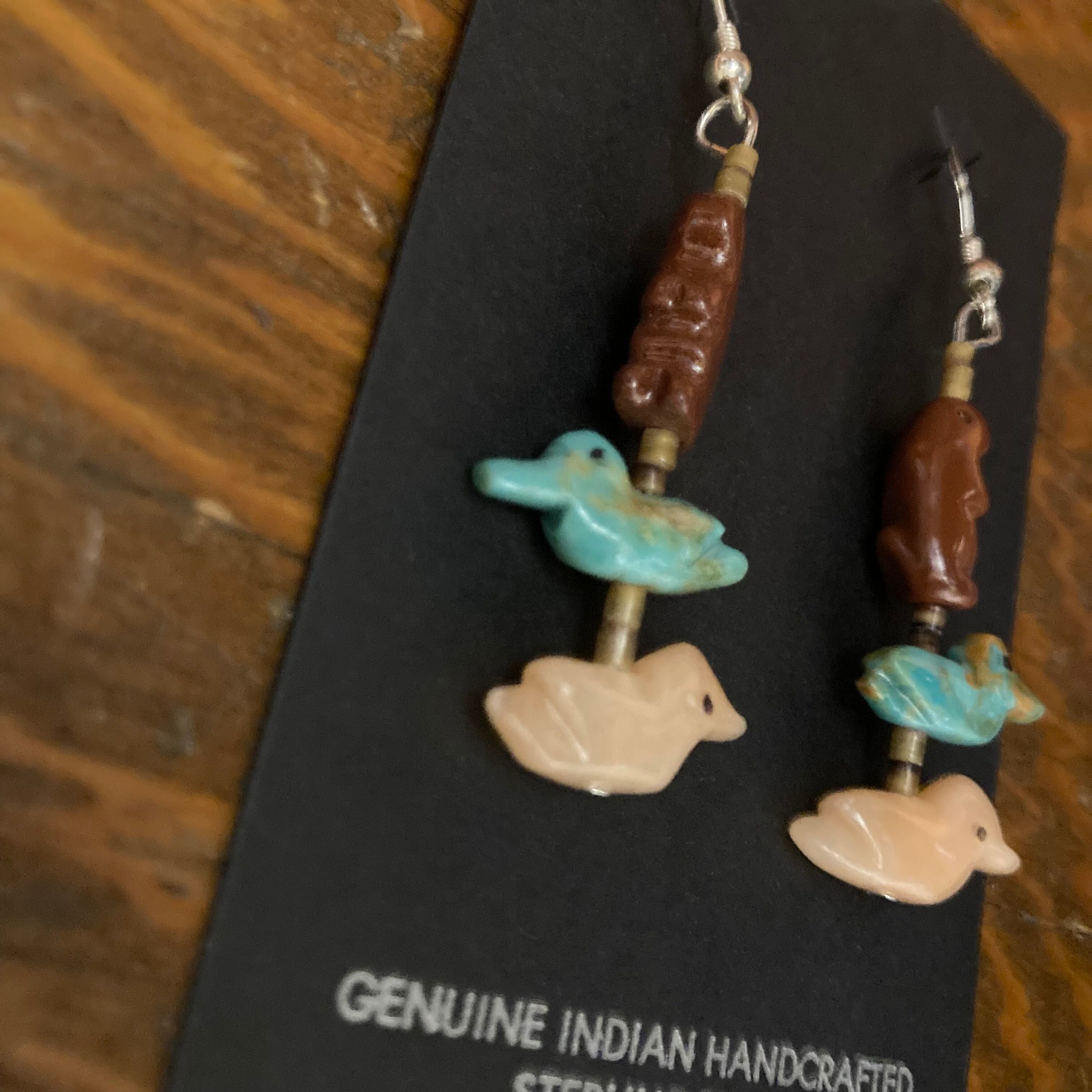 ナバホ　フランシスジョーンズ　5ライン　 ピアス ナバホ 05-0001 フランシス・ジョーンズ（Francis Jones）作