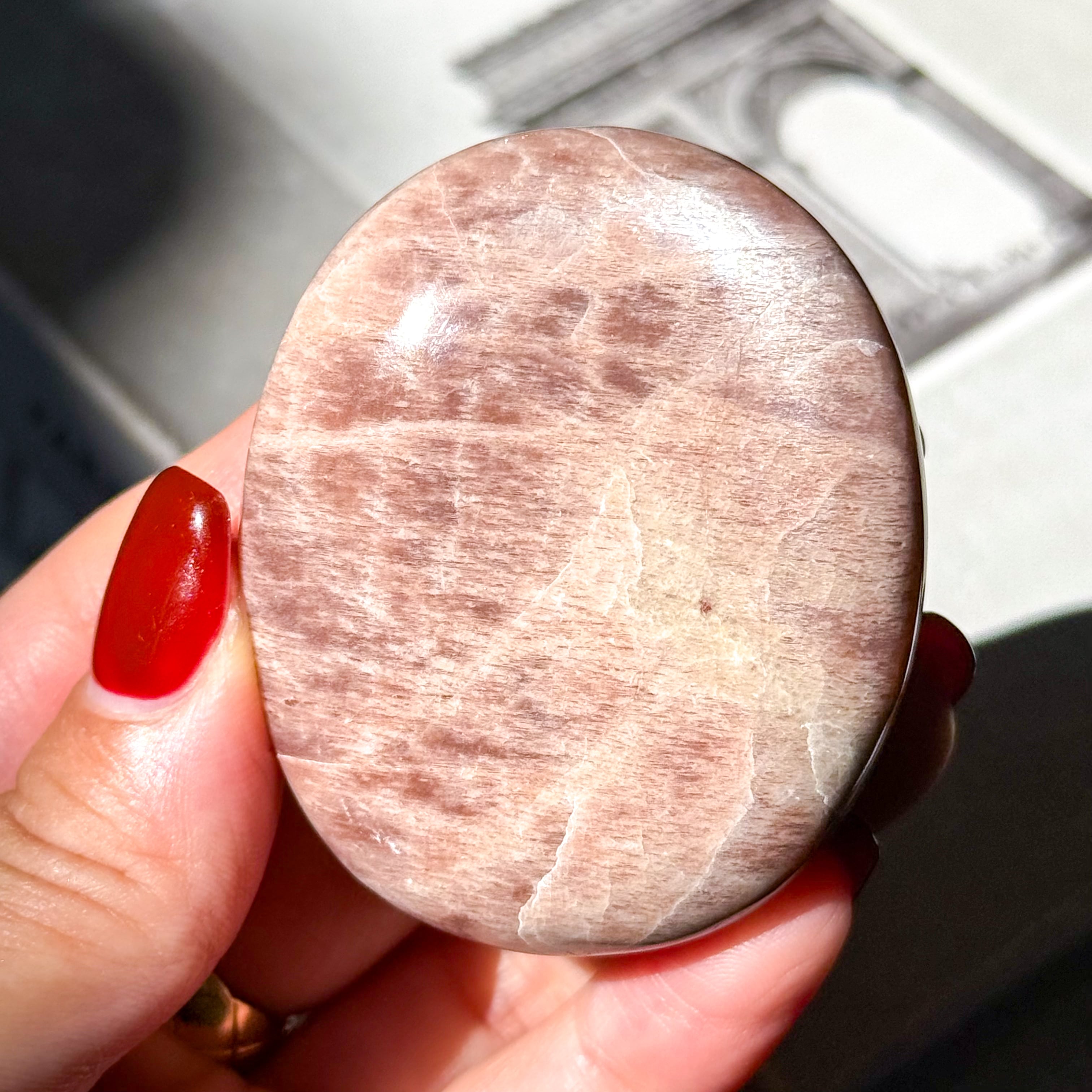 Peach Moonstone palm 6 ✧ ピーチムーンストーン | FLUXY - 天然石と