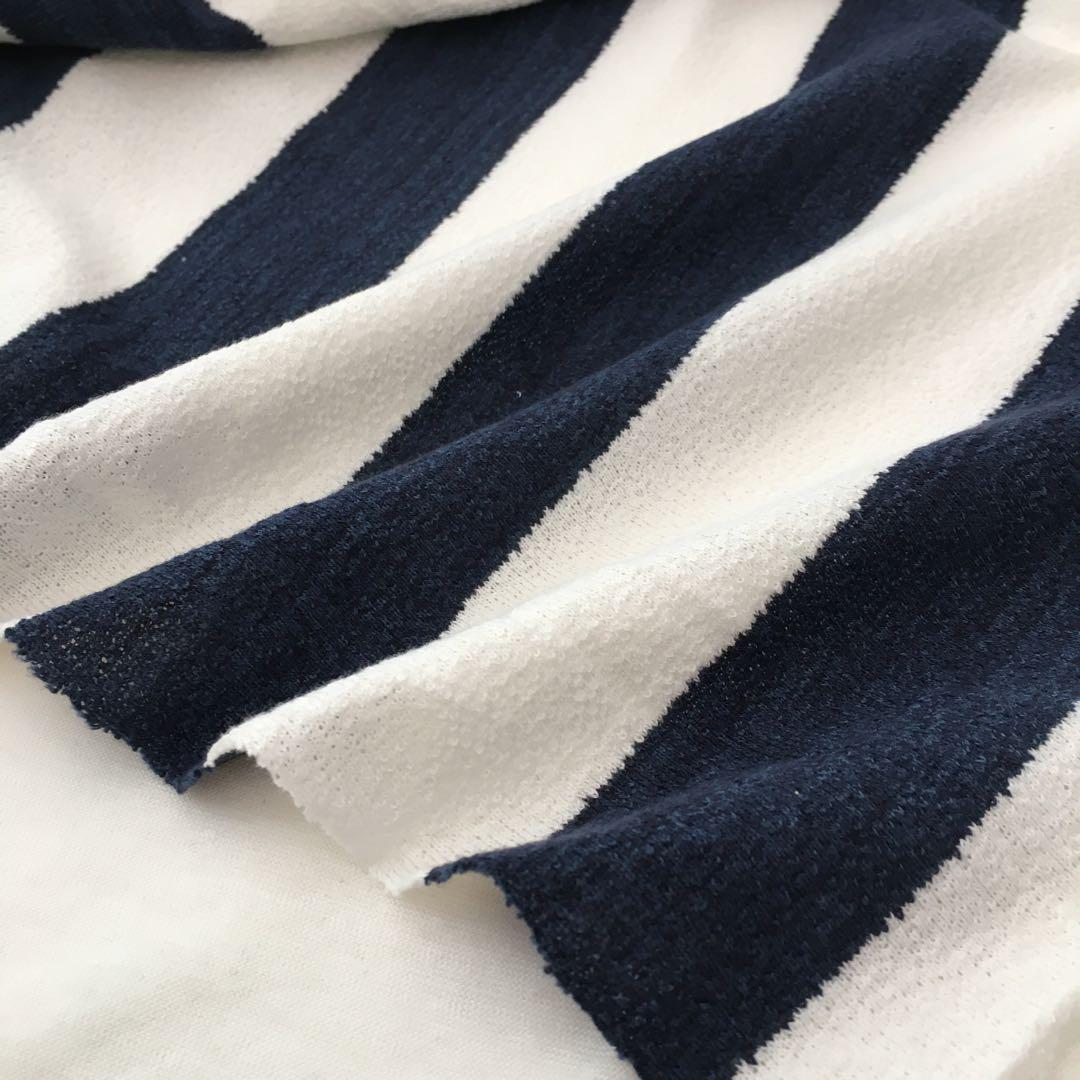綿100%スペックボーダーニット生地-2m-curl tricot 2FX/5187○ | 生地