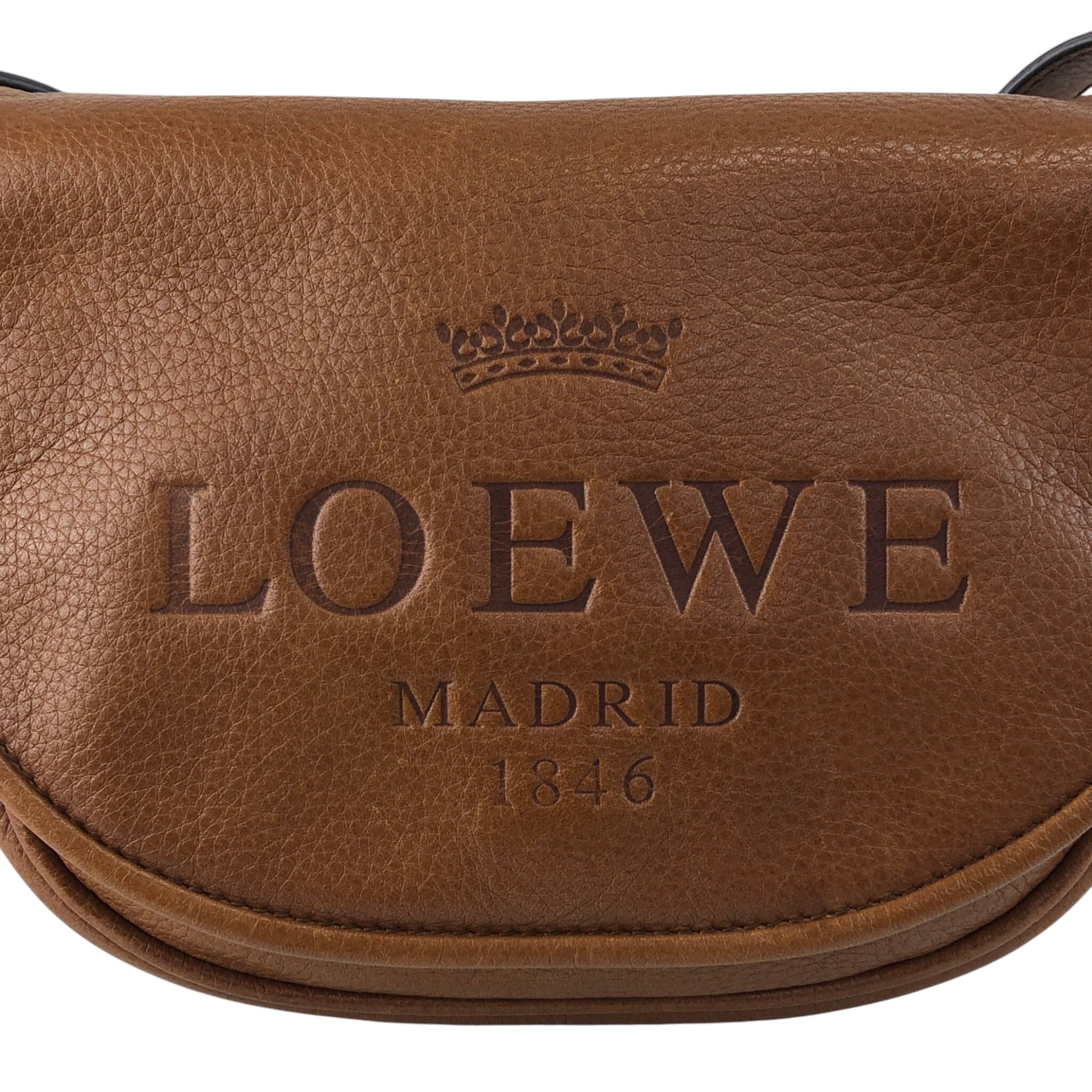 LOEWE ロエベ ヘリテージ ショルダーバッグ ブラウン ロゴ レザー
