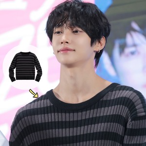 ★RIIZE ウォンビン 着用！【lmood】 Dean Stripe Knit Charcoal Black
