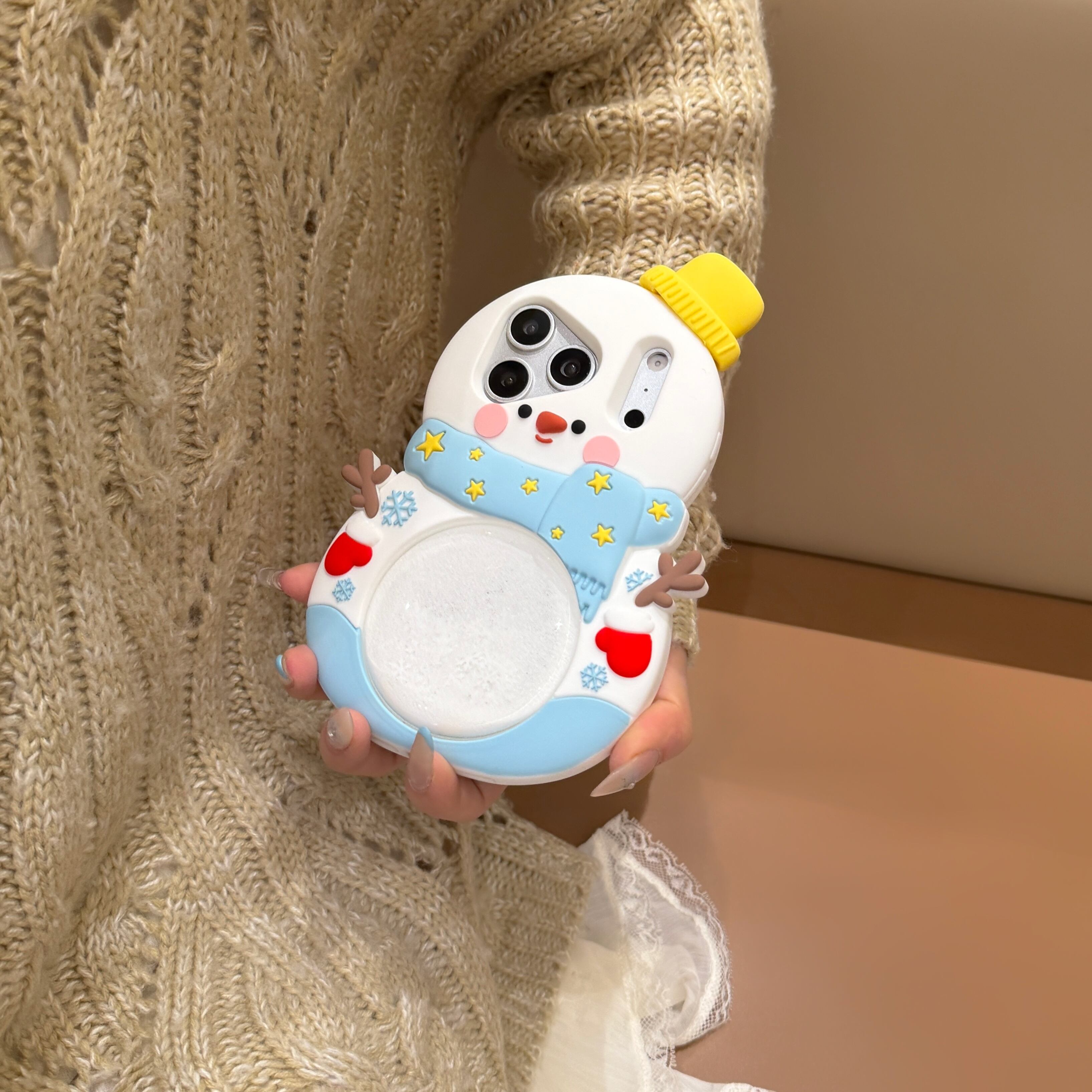 雪だるま iPhone 17 16 15 14 13 ケース グリッター シリコン かわいい