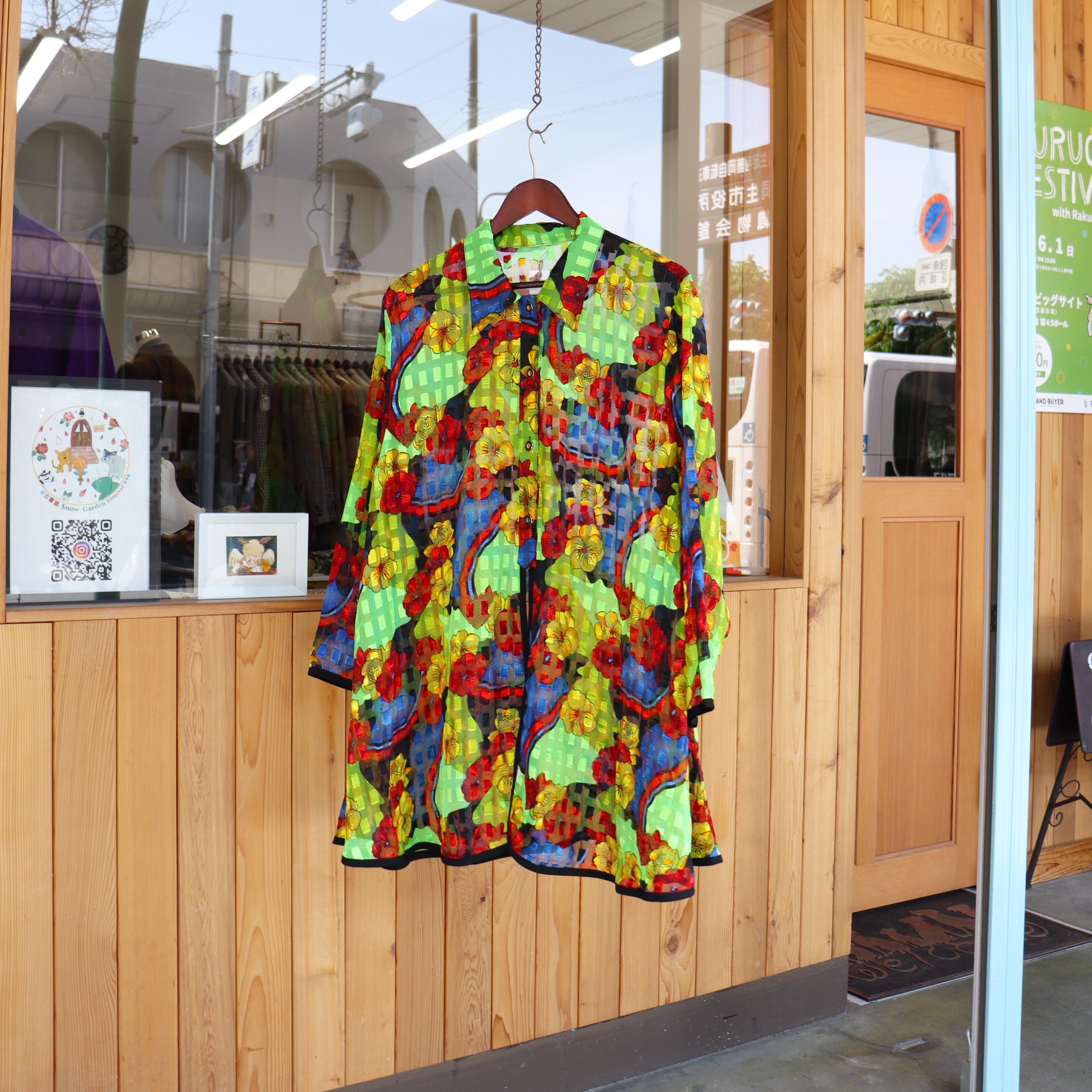 JAPAN vintage retro sheer shirt one piece