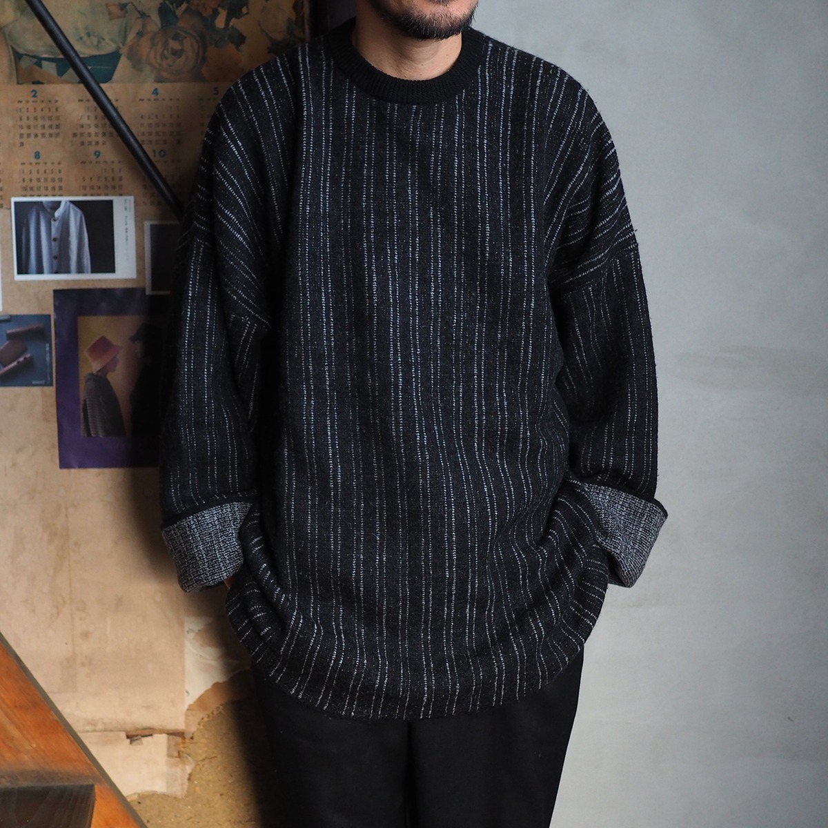 YOKO SAKAMOTO / NOMAD KNIT BIG SWEATER BLK | 洋服と工芸 omitsu